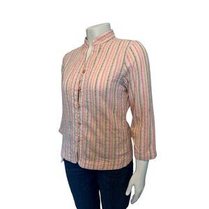 Stretch Pink/Coarl Stiped Button-Up (M)